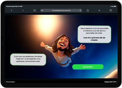 Tela de história interativa do Play Kids em um tablet